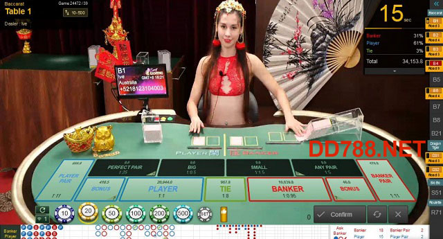 Giao diện bàn chơi Baccarat tại Casino live trực tuyến